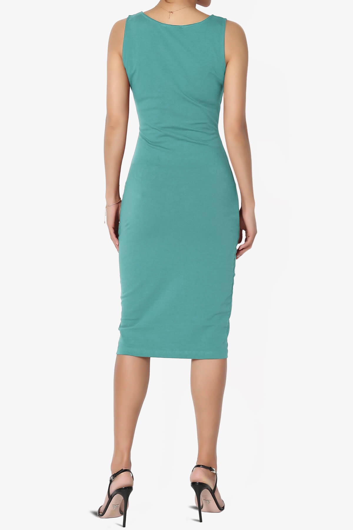 Fontella Sleeveless Square Neck Bodycon Dress DUSTY TEAL_2