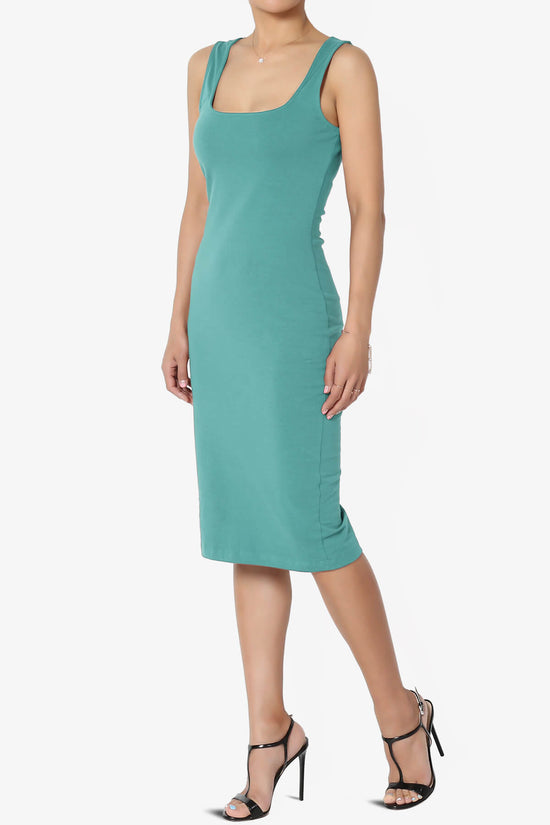 Fontella Sleeveless Square Neck Bodycon Dress DUSTY TEAL_3