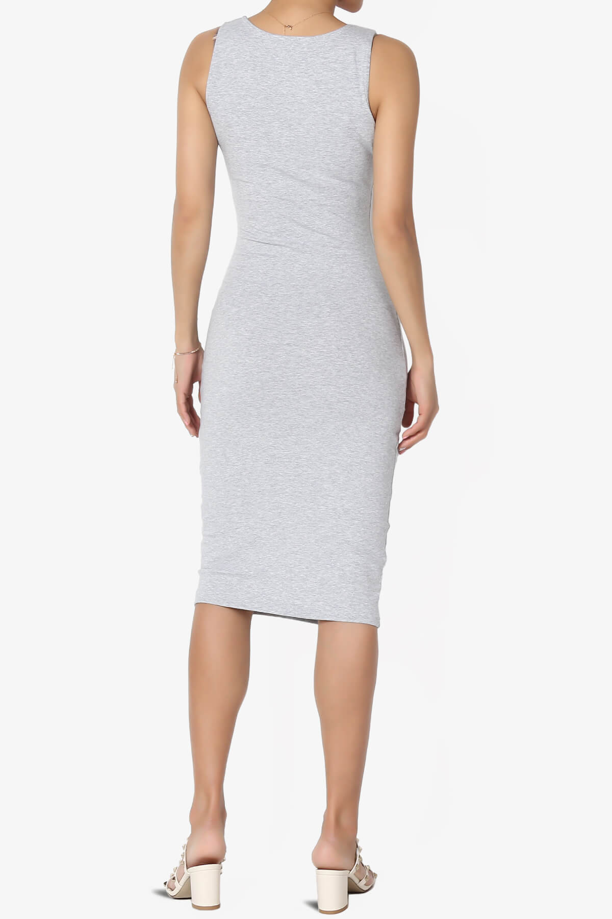 Fontella Sleeveless Square Neck Bodycon Dress HEATHER GREY_2