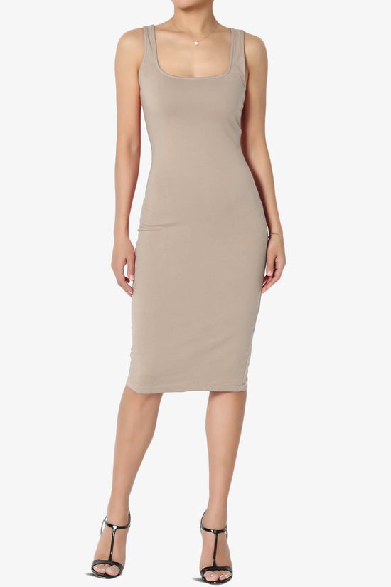 Fontella Sleeveless Square Neck Bodycon Dress LIGHT MOCHA_1