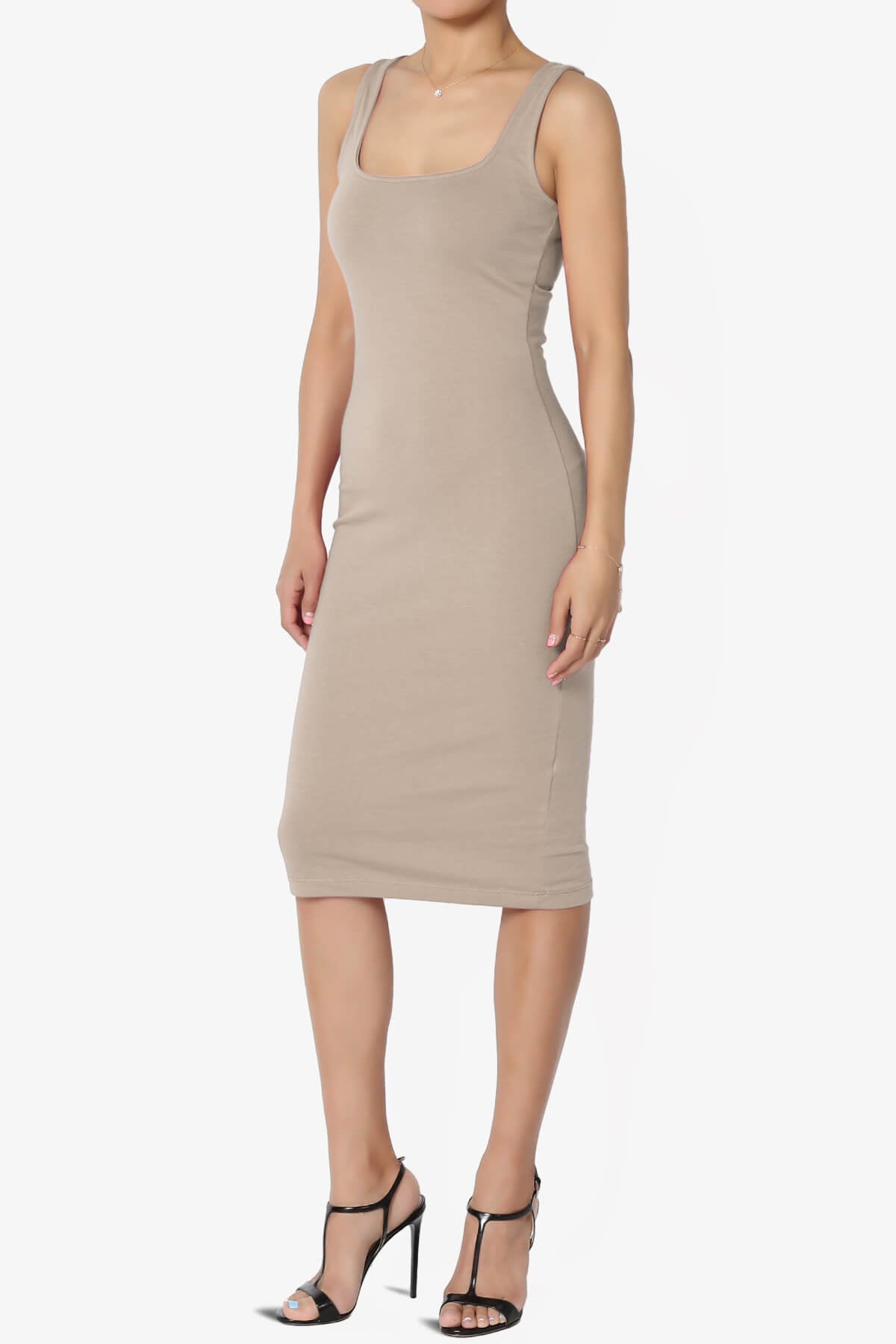 Fontella Sleeveless Square Neck Bodycon Dress LIGHT MOCHA_3