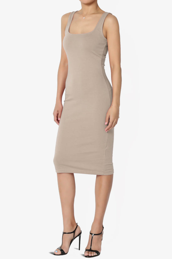 Fontella Sleeveless Square Neck Bodycon Dress LIGHT MOCHA_3