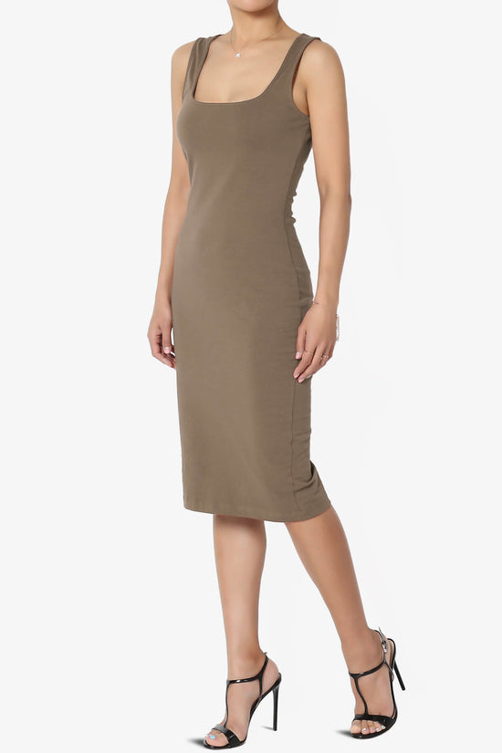 Fontella Sleeveless Square Neck Bodycon Dress MOCHA_3