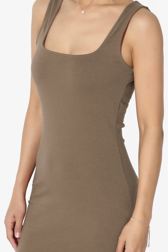 Fontella Sleeveless Square Neck Bodycon Dress MOCHA_5