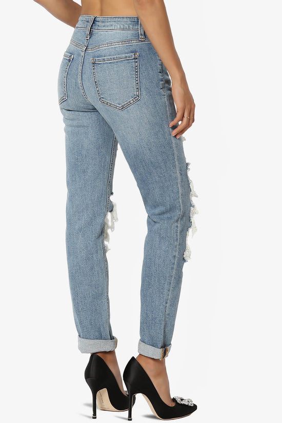Frankie Distressed Mid Rise Girlfriend Jeans in LF Light LIGHT_4