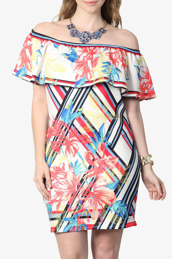 Hila Floral Off Shoulder Dress IVORY_1