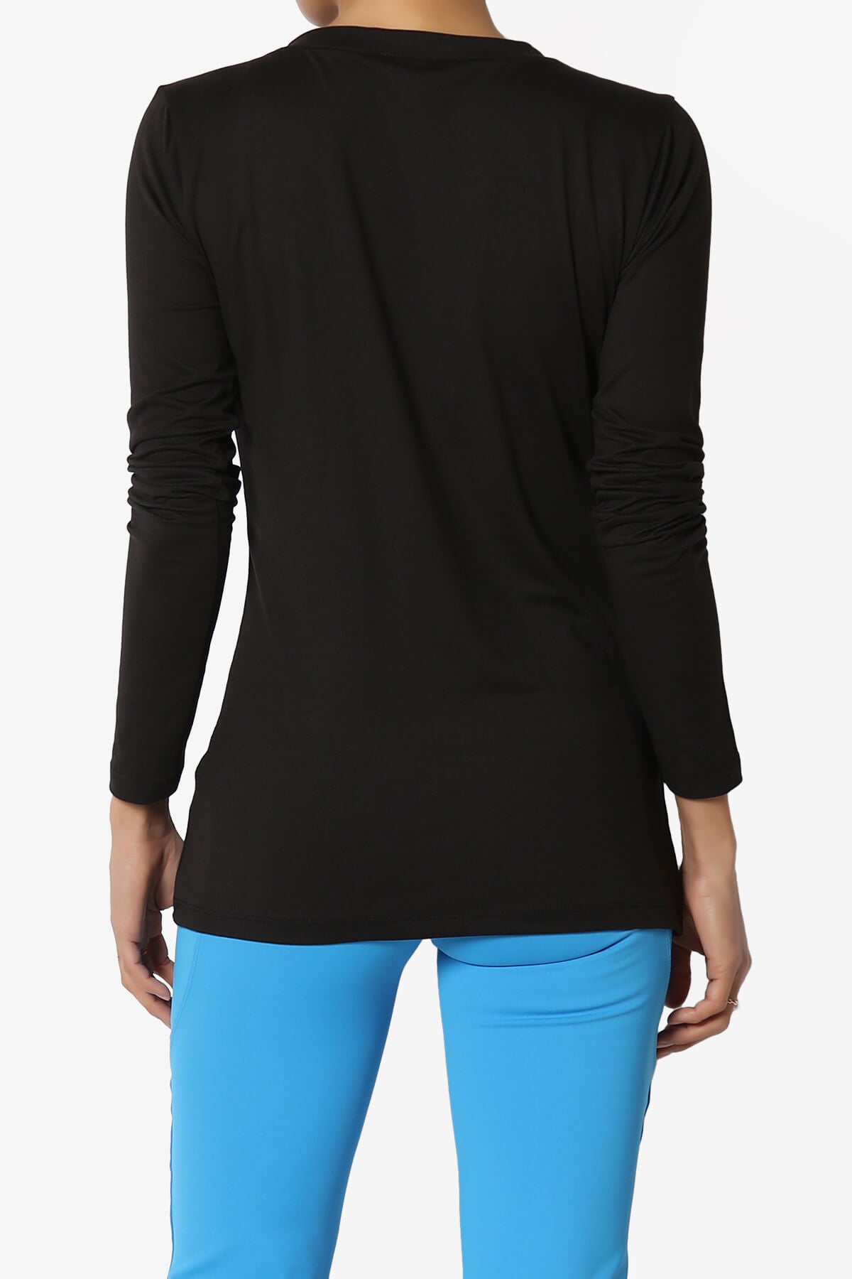 Gaia Microfiber V-Neck Long Sleeve T-Shirt BLACK_2
