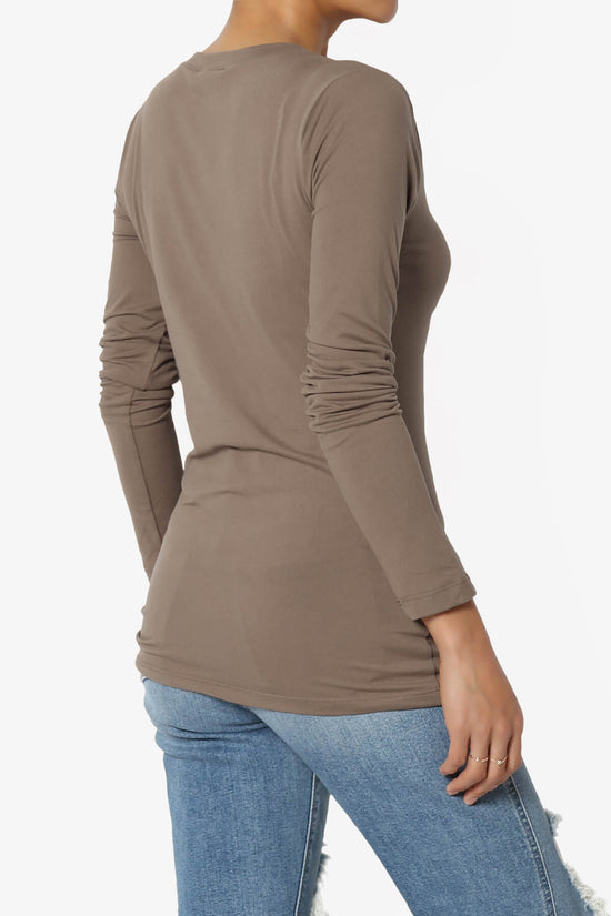 Gaia Microfiber V-Neck Long Sleeve T-Shirt MOCHA_4