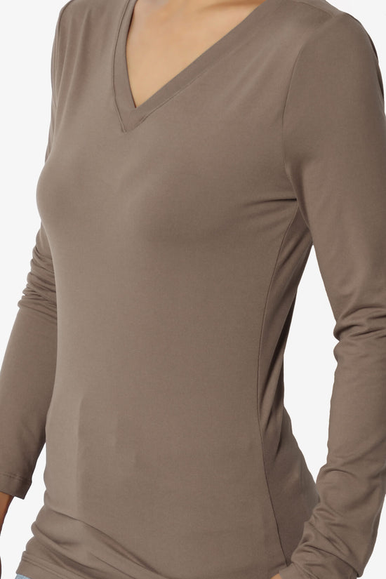 Gaia Microfiber V-Neck Long Sleeve T-Shirt MOCHA_5