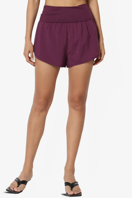 Game Time Foldover High Waist Running Shorts DUSTY PLUM_1