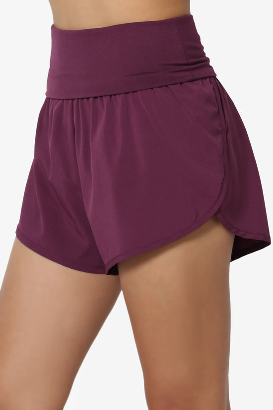 Game Time Foldover High Waist Running Shorts DUSTY PLUM_5