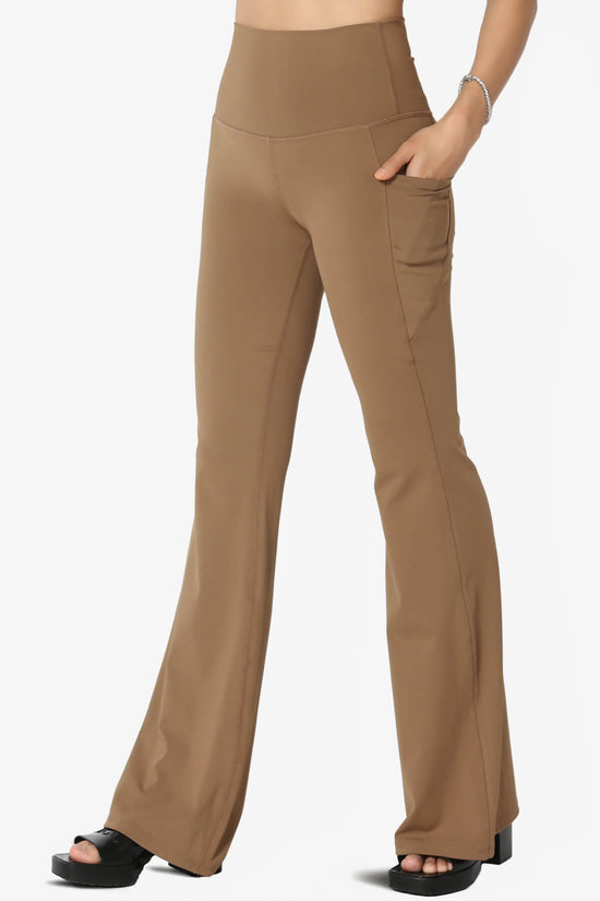 Gemma Athletic Pocket Flare Yoga Pants DEEP CAMEL_3