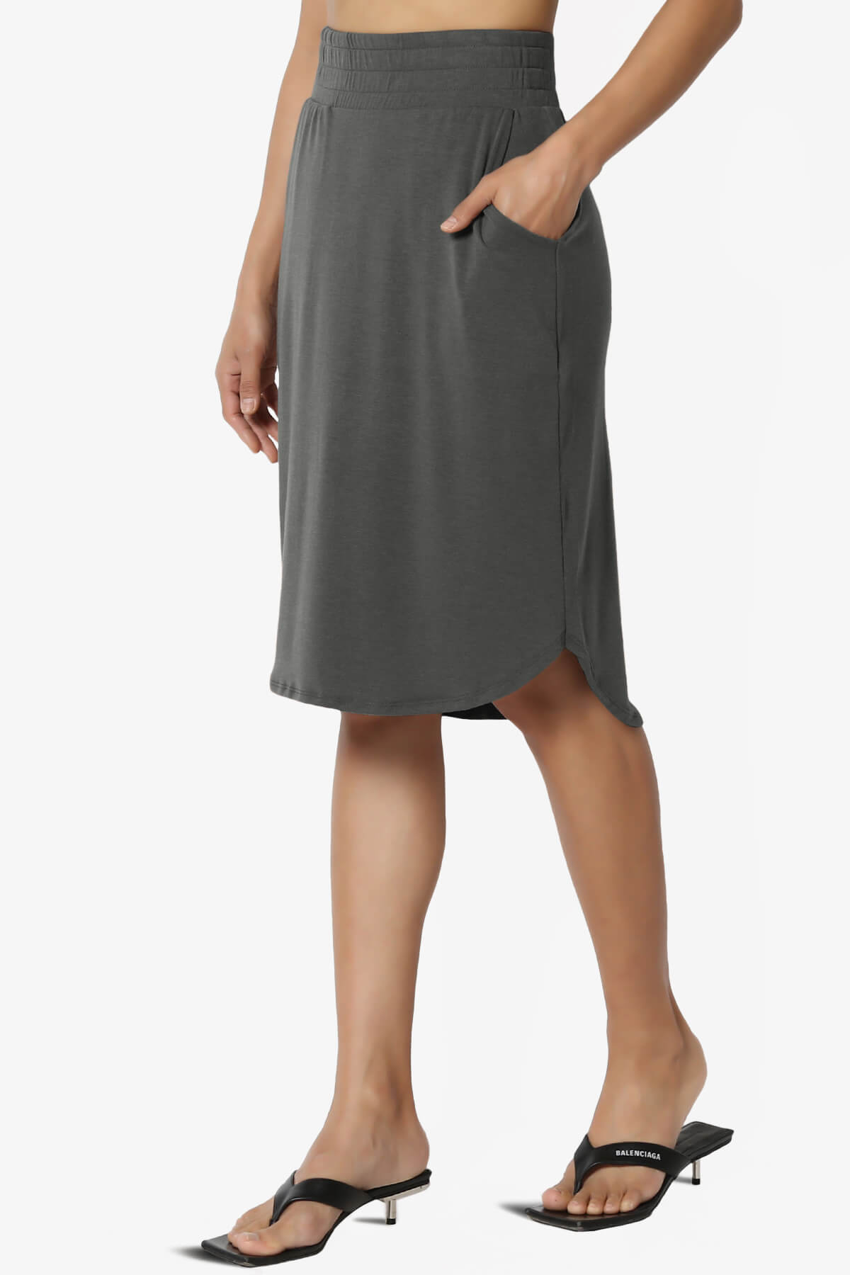 Hadyn Casual Elastic High Waist Straight Skirt ASH GREY_3