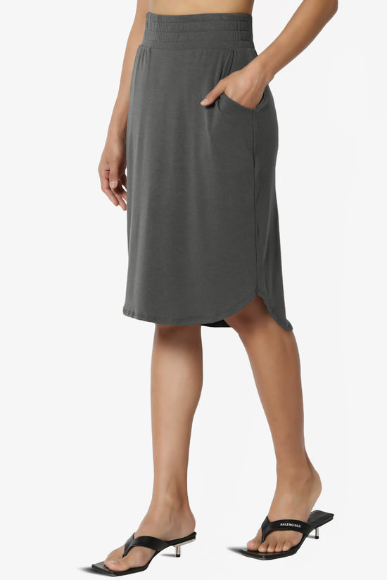 Hadyn Casual Elastic High Waist Straight Skirt ASH GREY_3