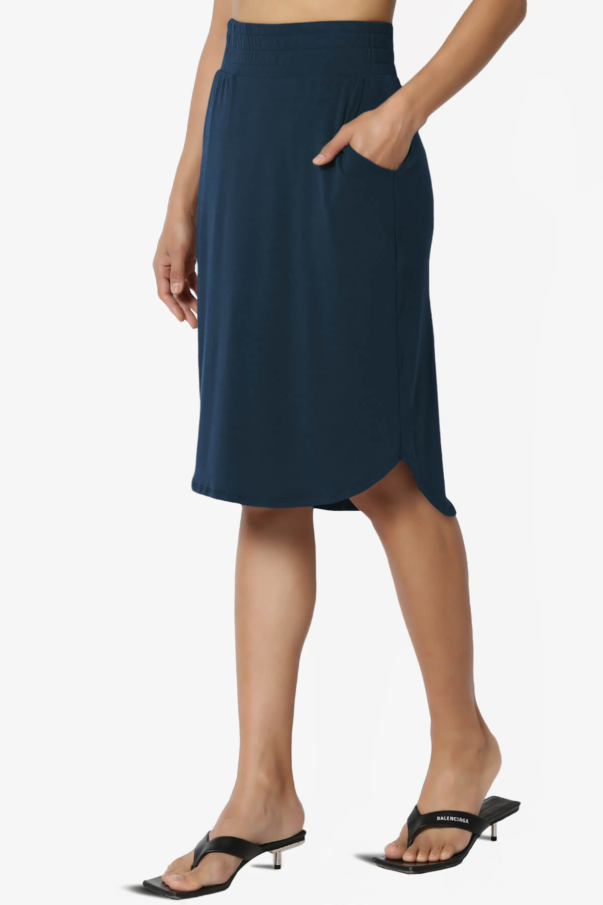 Hadyn Casual Elastic High Waist Straight Skirt DARK NAVY_3