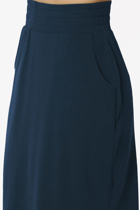 Hadyn Casual Elastic High Waist Straight Skirt DARK NAVY_5