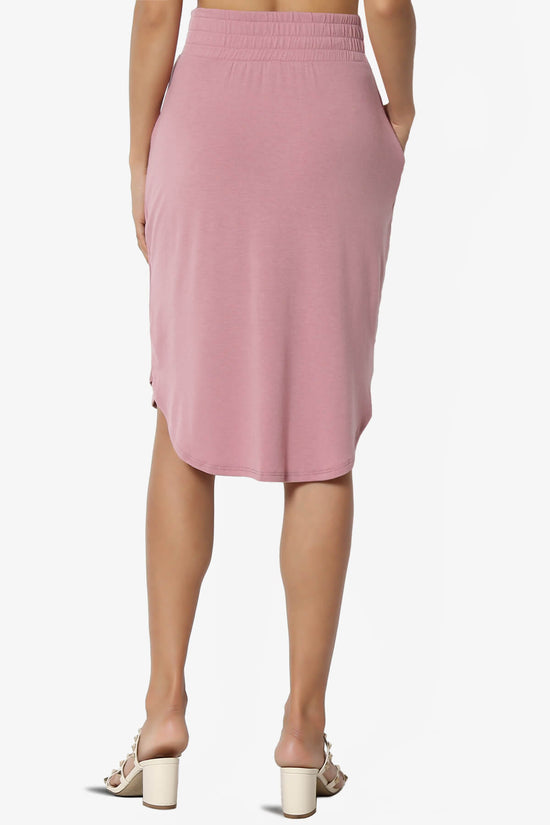 Hadyn Casual Elastic High Waist Straight Skirt LIGHT ROSE_2