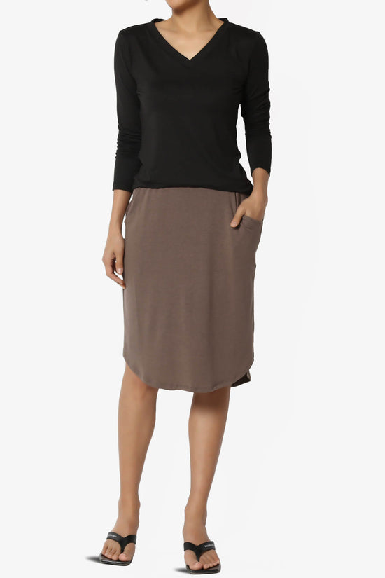 Hadyn Casual Elastic High Waist Straight Skirt MOCHA_6