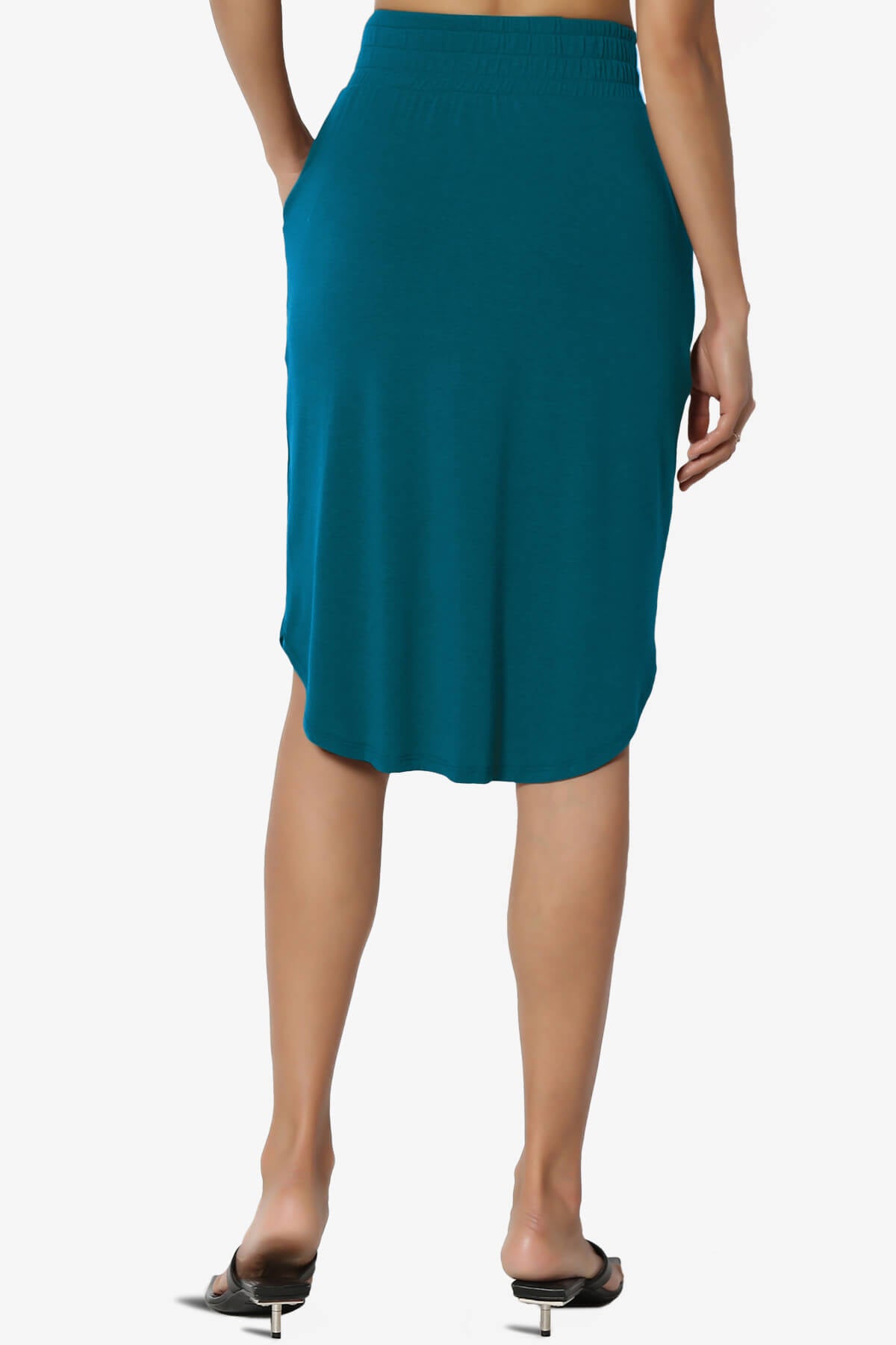Hadyn Casual Elastic High Waist Straight Skirt TEAL_2