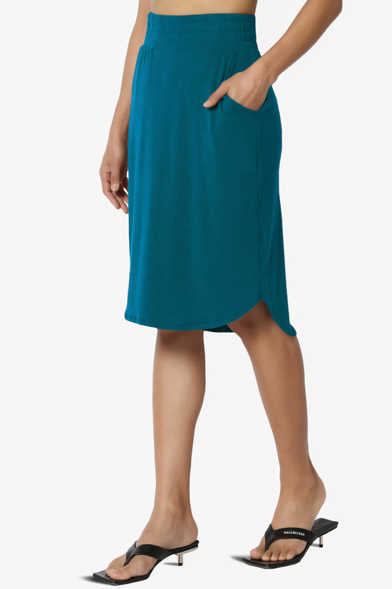 Hadyn Casual Elastic High Waist Straight Skirt TEAL_3