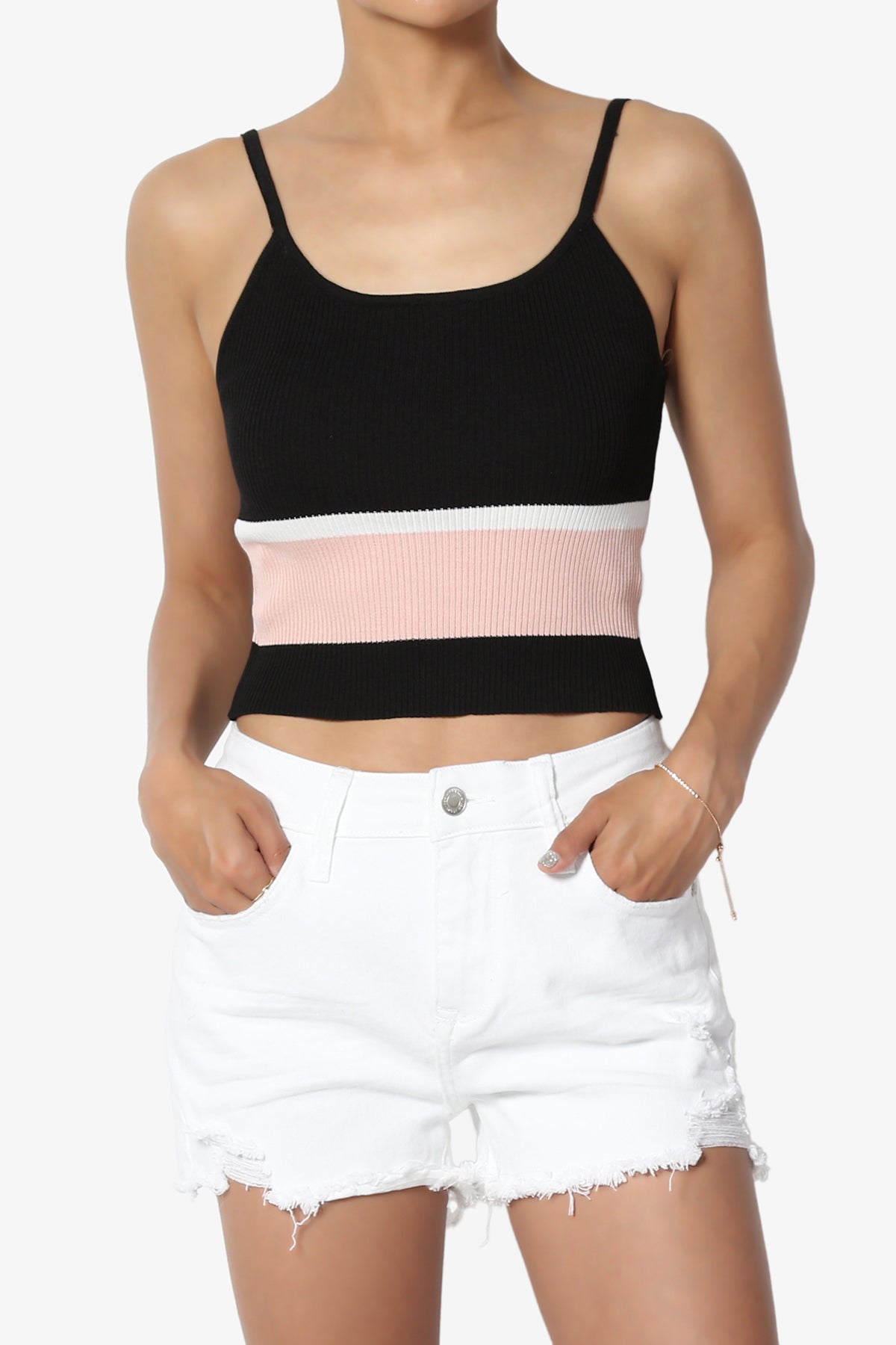 Lissandra Colorblock Rib Crop Cami
