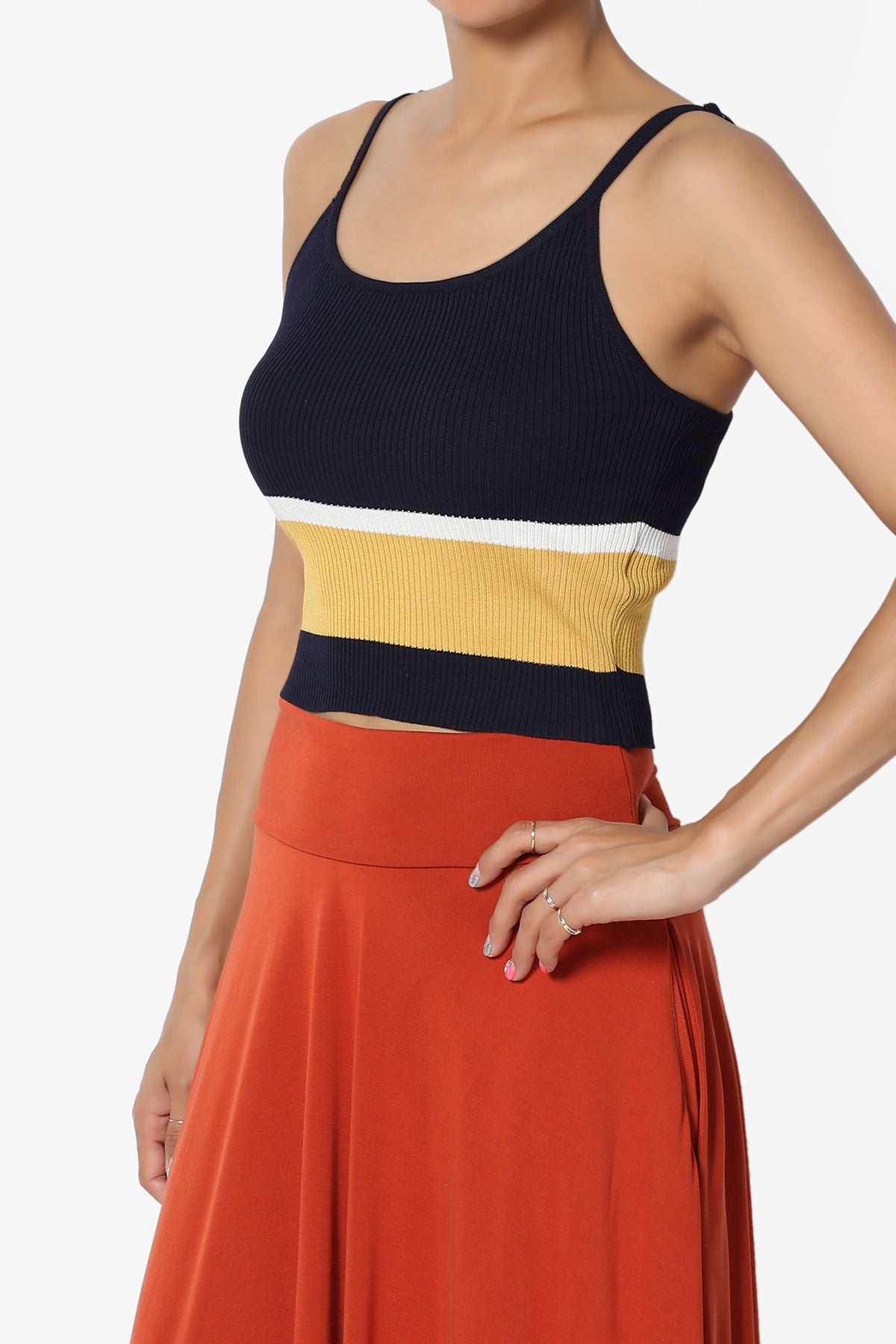 Lissandra Colorblock Rib Crop Cami