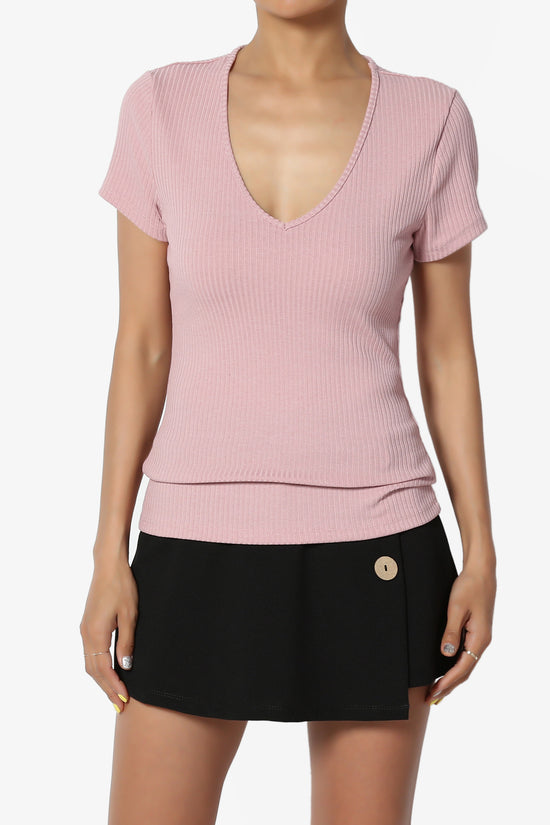 Kauai Fitted V-Neck Ribbed Top - TheMogan