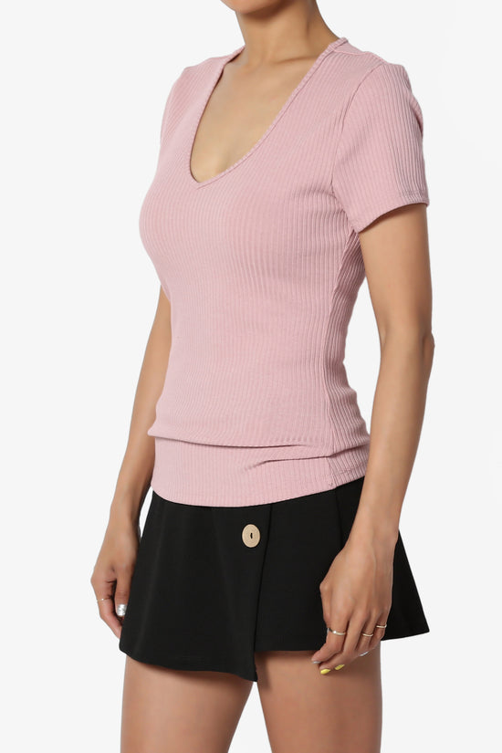 Kauai Fitted V-Neck Ribbed Top - TheMogan