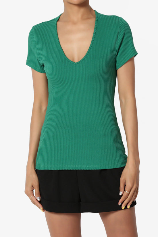Kauai Fitted V-Neck Ribbed Top - TheMogan