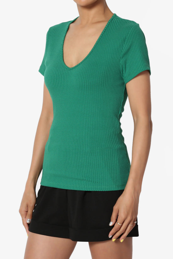 Kauai Fitted V-Neck Ribbed Top - TheMogan