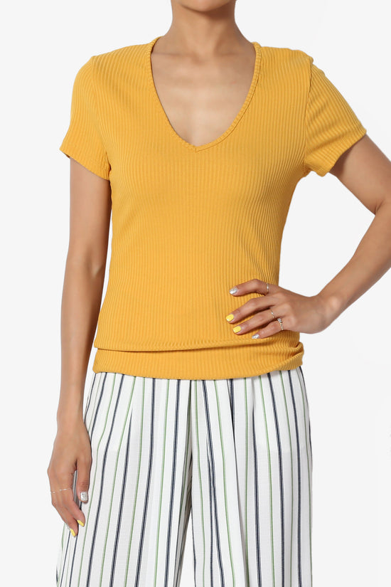 Kauai Fitted V-Neck Ribbed Top - TheMogan