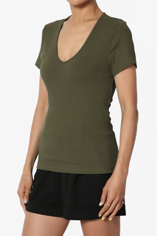 Kauai Fitted V-Neck Ribbed Top - TheMogan