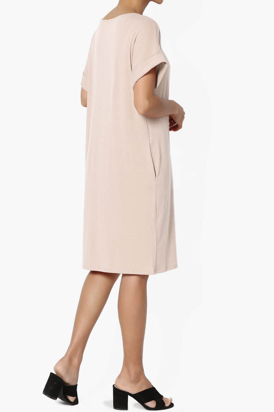 Janie Rolled Short Sleeve Round Neck Dress DUSTY BLUSH_4