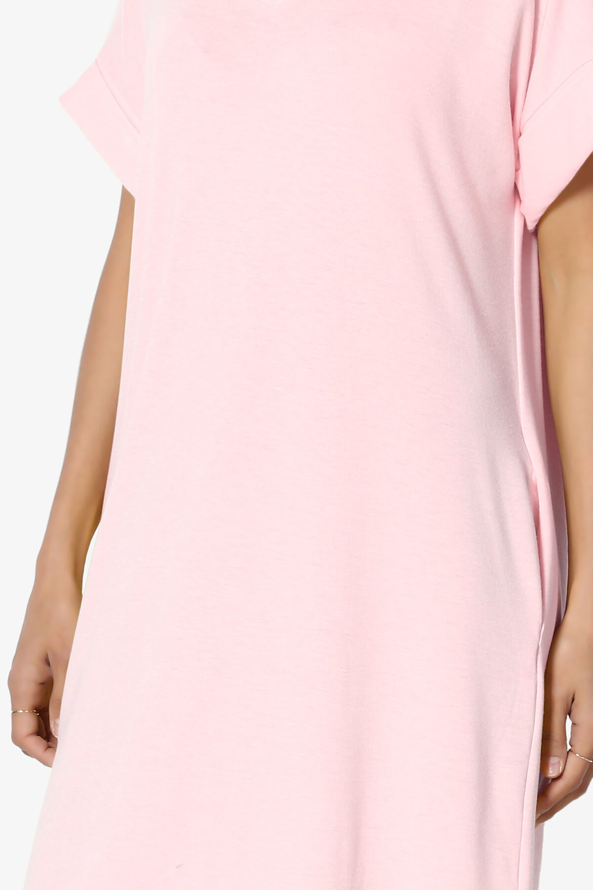 Janie Rolled Short Sleeve Round Neck Dress DUSTY PINK_5