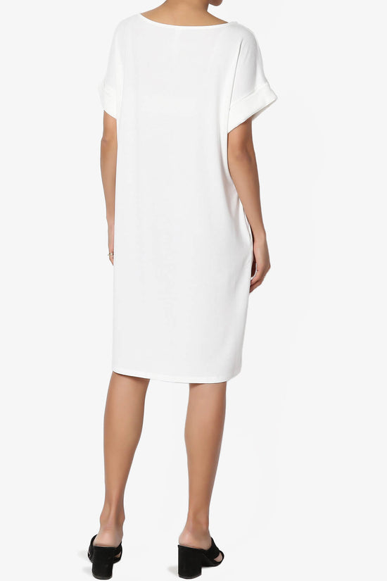Janie Rolled Short Sleeve Round Neck Dress IVORY_2