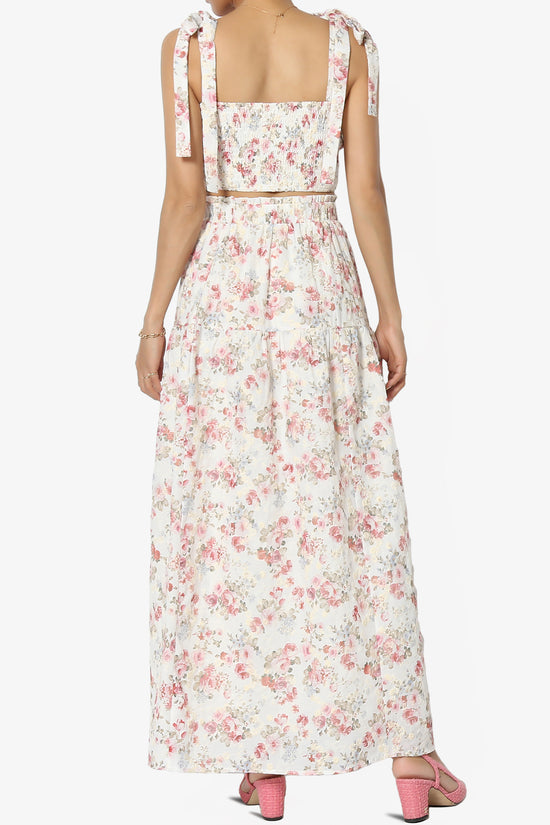 Twice Floral Ruffle Crop Top & A-Line Skirt Set in Pink