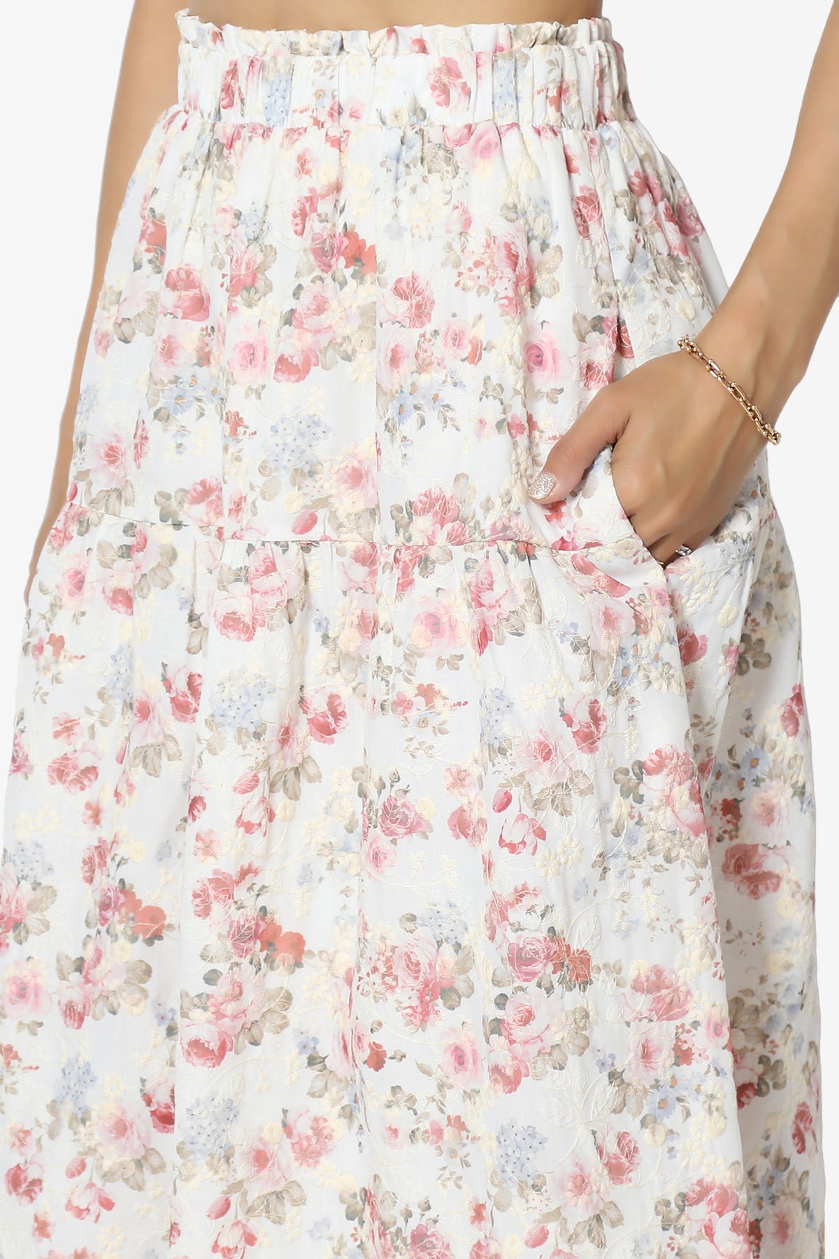 Twice Floral Ruffle Crop Top & A-Line Skirt Set in Pink