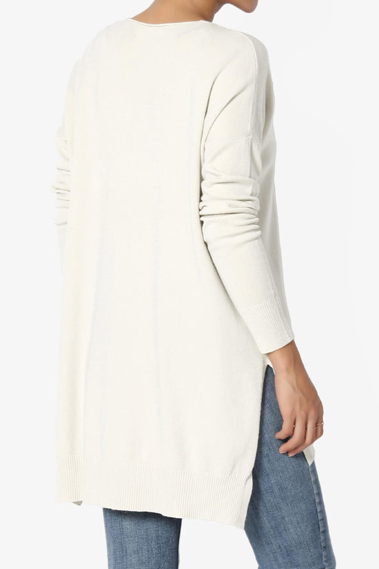 Katana Front Seam V-Neck Knit Sweater BONE_4