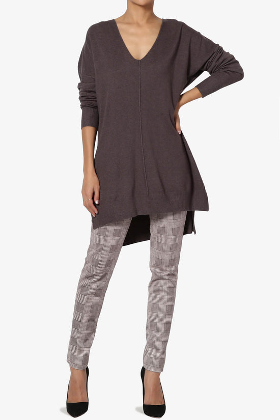 Katana Front Seam V-Neck Knit Sweater CHARCOAL_6