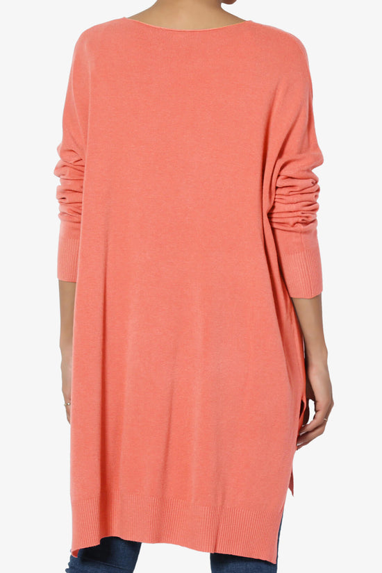 Katana Front Seam V-Neck Knit Sweater CORAL_2
