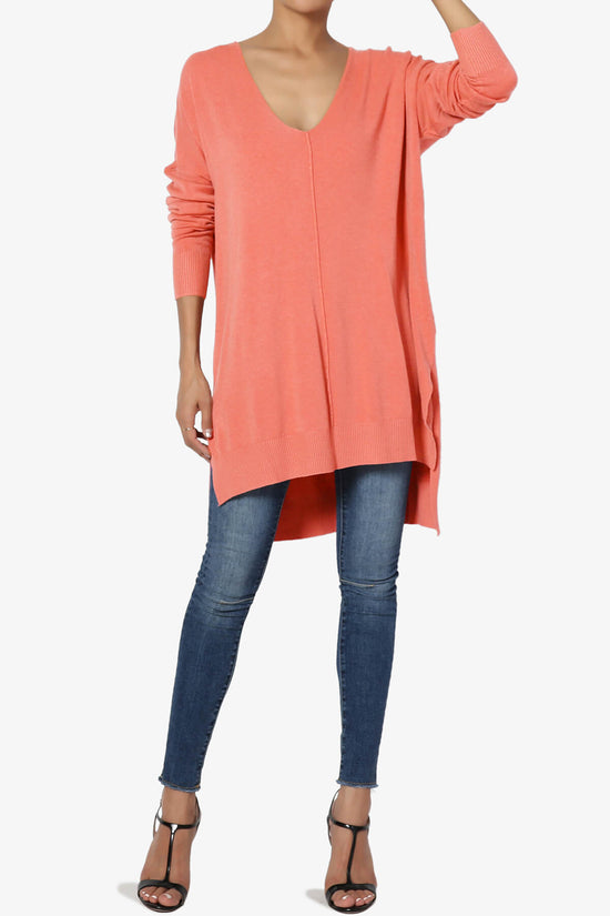 Katana Front Seam V-Neck Knit Sweater CORAL_6