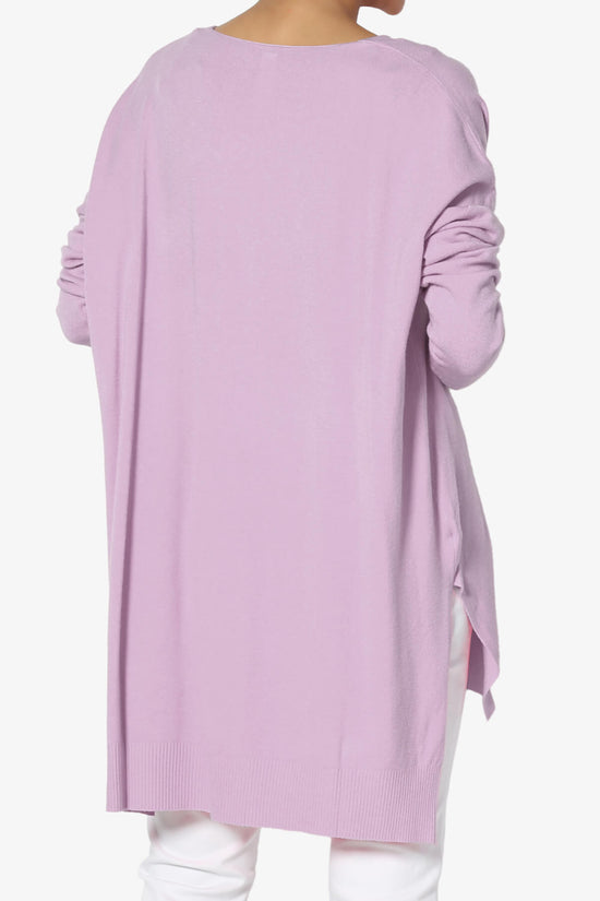 Katana Front Seam V-Neck Knit Sweater DUSTY LAVENDER_2