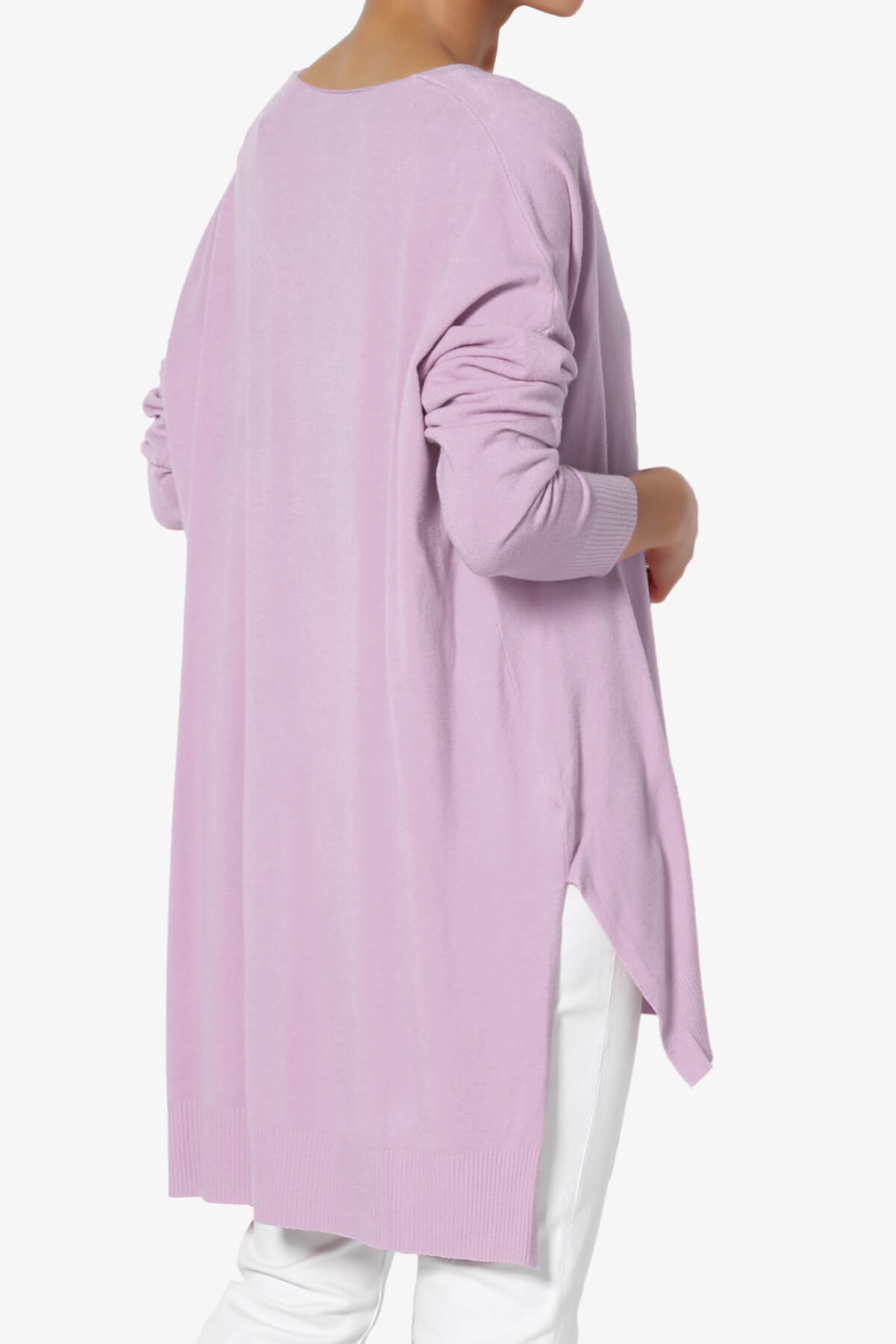 Katana Front Seam V-Neck Knit Sweater DUSTY LAVENDER_4
