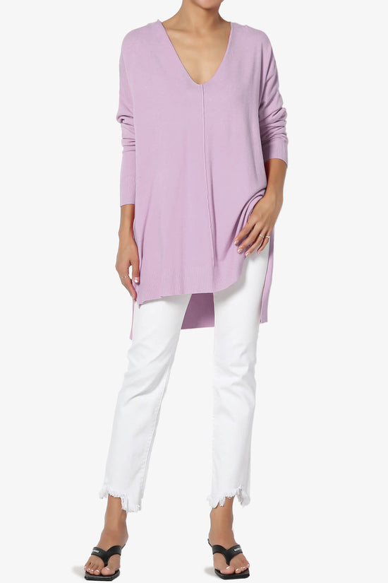 Katana Front Seam V-Neck Knit Sweater DUSTY LAVENDER_6