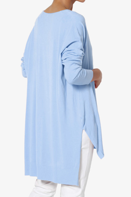 Katana Front Seam V-Neck Knit Sweater LIGHT BLUE_4