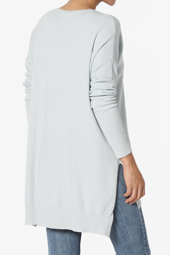 Katana Front Seam V-Neck Knit Sweater LIGHT GREY_4