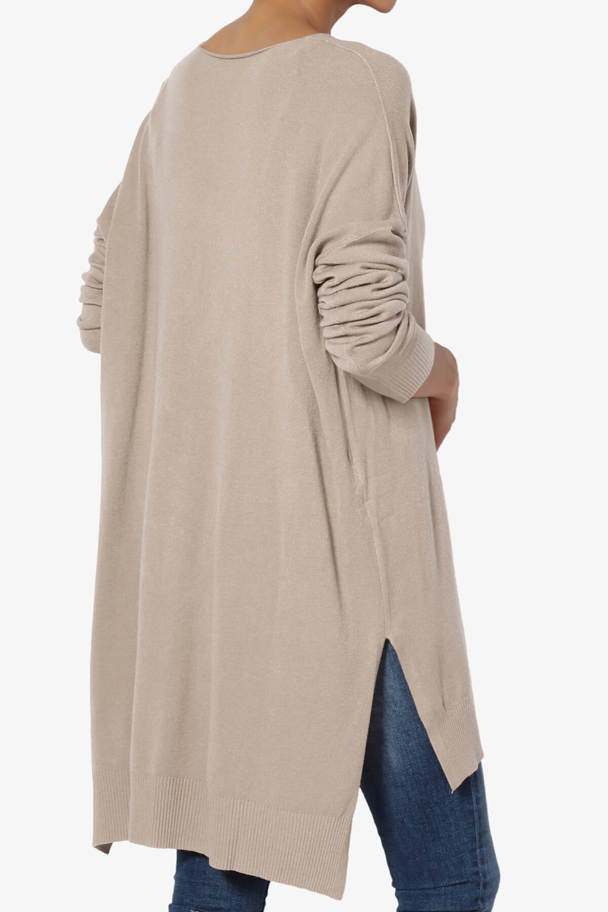 Katana Front Seam V-Neck Knit Sweater LIGHT MOCHA_4