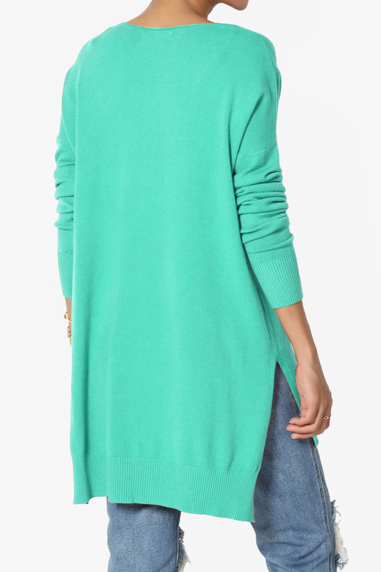 Katana Front Seam V-Neck Knit Sweater MINT_4