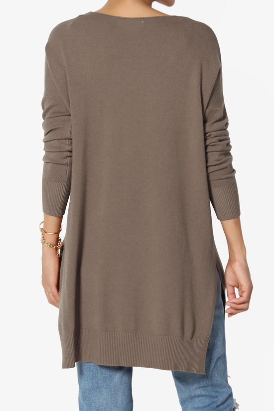 Katana Front Seam V-Neck Knit Sweater MOCHA_2