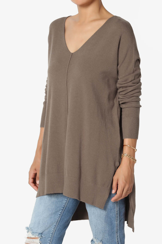 Katana Front Seam V-Neck Knit Sweater MOCHA_3